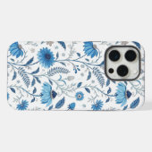 Chinoiserie Blue Echinacea Pattern iPhone Hoesje (Achterkant horizontaal)
