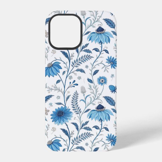 Chinoiserie Blue Echinacea Pattern iPhone Hoesje (Achterkant)