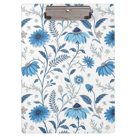 Chinoiserie Blue Echinacea Pattern Klembord (Voorkant)