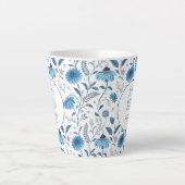 Chinoiserie Blue Echinacea Pattern Latte Mok (Voorkant)
