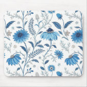 Chinoiserie Blue Echinacea Pattern Muismat (Voorkant)