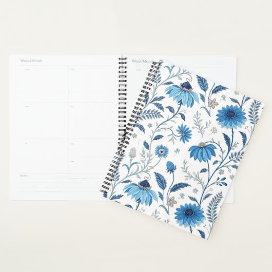 Chinoiserie Blue Echinacea Pattern Planner (Display)