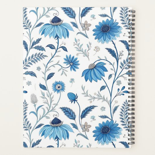 Chinoiserie Blue Echinacea Pattern Planner (Achterkant)