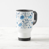 Chinoiserie Blue Echinacea Pattern Reisbeker (Voorkant rechts)