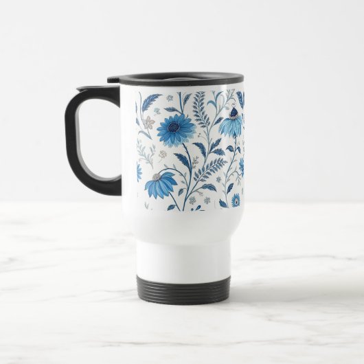 Chinoiserie Blue Echinacea Pattern Reisbeker (Links)