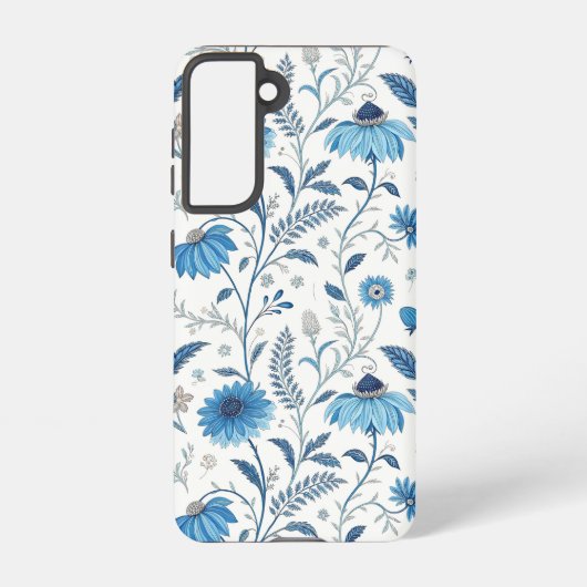 Chinoiserie Blue Echinacea Pattern Samsung Galaxy Hoesje (Achterkant)