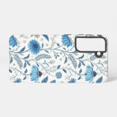 Chinoiserie Blue Echinacea Pattern Samsung Galaxy Hoesje (Achterkant horizontaal)