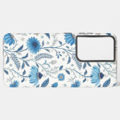 Chinoiserie Blue Echinacea Pattern Samsung Galaxy Hoesje (Linkerkant)
