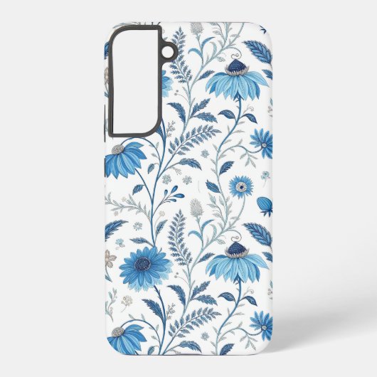 Chinoiserie Blue Echinacea Pattern Samsung Galaxy Hoesje (Achterkant)