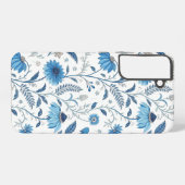Chinoiserie Blue Echinacea Pattern Samsung Galaxy Hoesje (Achterkant horizontaal)