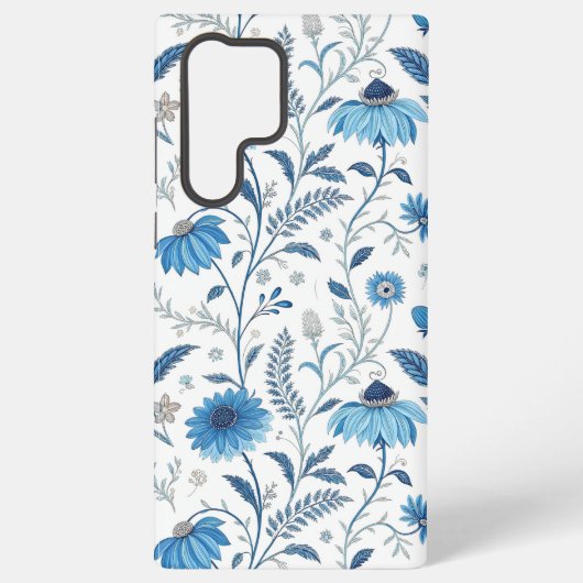 Chinoiserie Blue Echinacea Pattern Samsung Galaxy Hoesje (Achterkant)