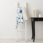 Chinoiserie Blue Echinacea Pattern Sherpa Deken (In situ)
