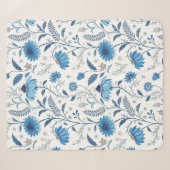 Chinoiserie Blue Echinacea Pattern Sherpa Deken (Voorkant (horizontaal))