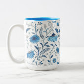 Chinoiserie Blue Echinacea Pattern Tweekleurige Koffiemok (Links)