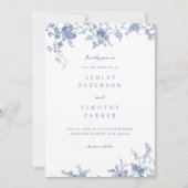 Chinoiserie Blue Elegante bruiloft uitnodiging (Voorkant)