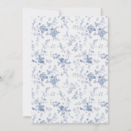 Chinoiserie Blue Elegante bruiloft uitnodiging (Achterkant)