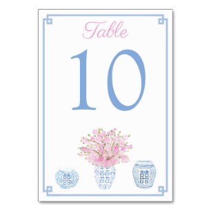 Chinoiserie Blue en roze Baby shower Luncheon Kaart