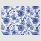 Chinoiserie Blue en White Asian Floral Decoupage Tissuepapier (Voorkant)
