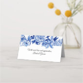 Chinoiserie Blue en White Floral Bird Table Plaatskaartje (Achterkant)