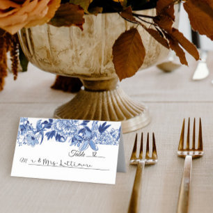 Chinoiserie Blue en White Floral Bird Table Plaatskaartje