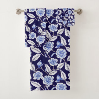 Chinoiserie Blue en White Floral Hampton Willow Bad Handdoek