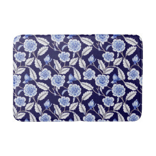Chinoiserie Blue en White Floral Hampton Willow Badmat