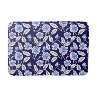 Chinoiserie Blue en White Floral Hampton Willow Badmat