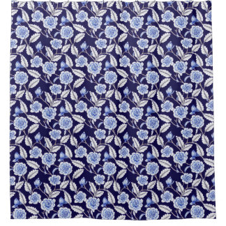 Chinoiserie Blue en White Floral Hampton Willow Douchegordijn