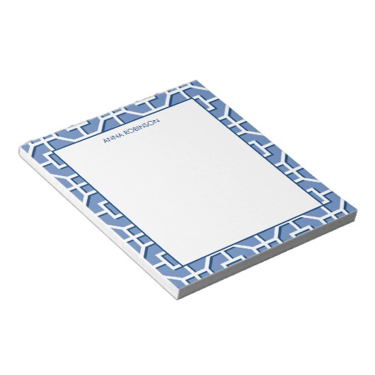 Chinoiserie Blue en White Fret Pattern Notitieblok (Schuin)