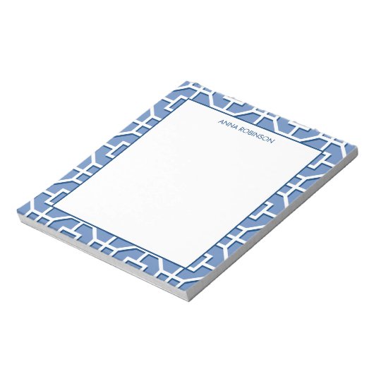 Chinoiserie Blue en White Fret Pattern Notitieblok (Linkerzijde)