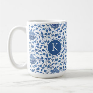 Chinoiserie Blue en White Monogram Initiaal Koffiemok