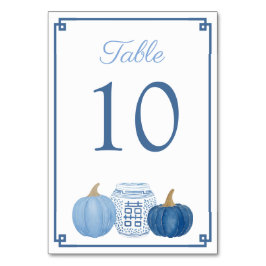 Chinoiserie Blue en White Pumpkins Fall Wedding Kaart