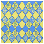 Chinoiserie Blue en Yellow Diamond Pattern Stof (Swatch)