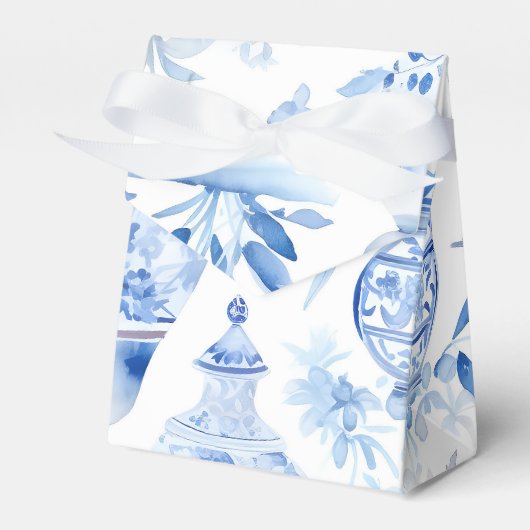 Chinoiserie Blue Favor Box Bedankdoosjes (Voorkant Zijde)