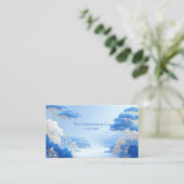 Chinoiserie Blue Floral and Gold Pine Tree Frame Visitekaartje (Staand voorkant)