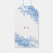 Chinoiserie Blue Floral Classic Wedding Monogram Cadeaulabel (Achterkant)