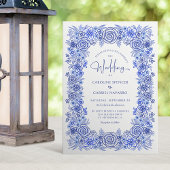 Chinoiserie Blue Floral Franse bruiloft Kaart