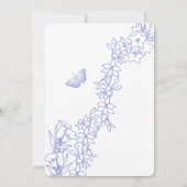 Chinoiserie Blue Floral Gold Heart Wedding Kaart (Achterkant)