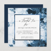 Chinoiserie Blue Floral Script Bridal Tea Party Kaart (Voorkant / Achterkant)