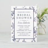 Chinoiserie Blue Floral  Vrijgezellenfeest Kaart (Staand voorkant)