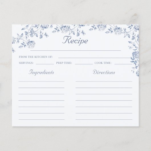 Chinoiserie Blue Floral Vrijgezellenfeest Recept K (Voorkant)