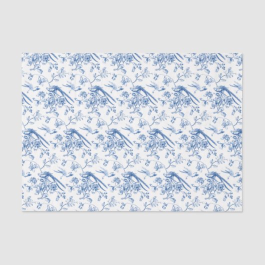 Chinoiserie Blue Flowers & Birds-ontkoppeling Tissuepapier (Voorkant)