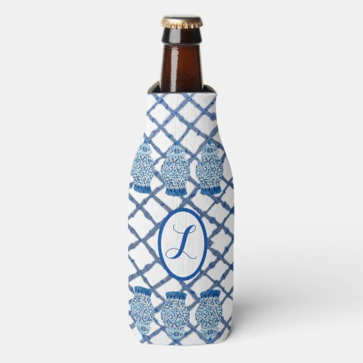Chinoiserie Blue Ginger Jar Can Bottle Cooler (Fles Voorkant)