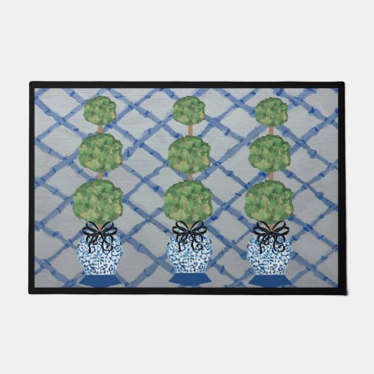 Chinoiserie Blue Ginger Jars Doormat Welcome Mat (Voorkant)