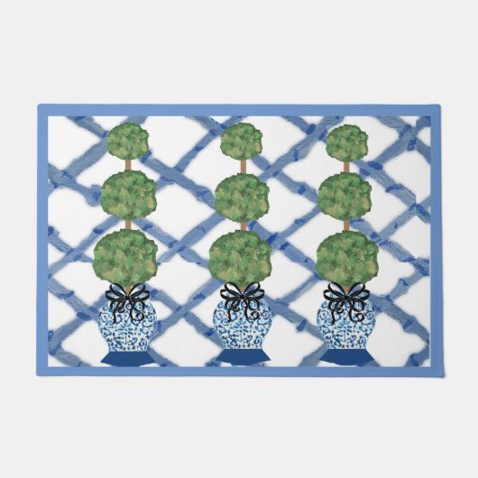 Chinoiserie Blue Ginger Jars Doormat Welcome Mat (Voorkant)