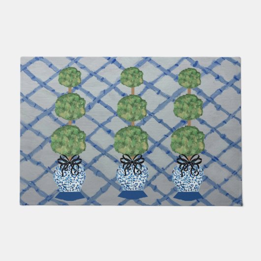 Chinoiserie Blue Ginger Jars Doormat Welcome Mat (Voorkant)