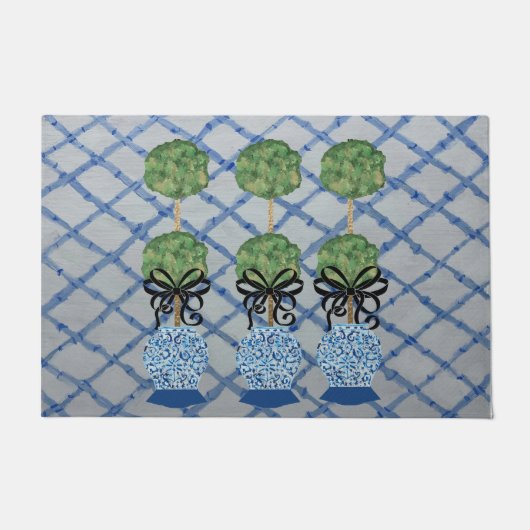 Chinoiserie Blue Ginger Jars Doormat Welcome Mat (Voorkant)