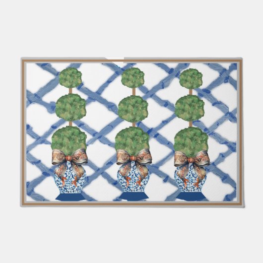 Chinoiserie Blue Ginger Jars Doormat Welcome Mat (Voorkant)