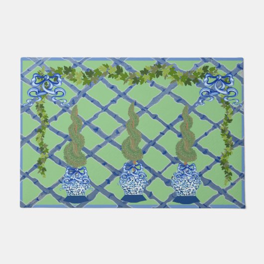 Chinoiserie Blue Ginger Jars Doormat Welcome Mat (Voorkant)