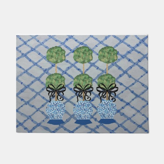 Chinoiserie Blue Ginger Jars Doormat Welcome Mat (Voorkant)